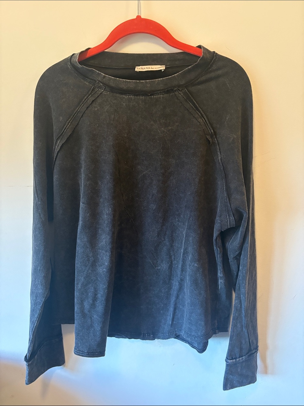 Zenana Outfitters Vintage Wash Black Crewneck Sweatshirt